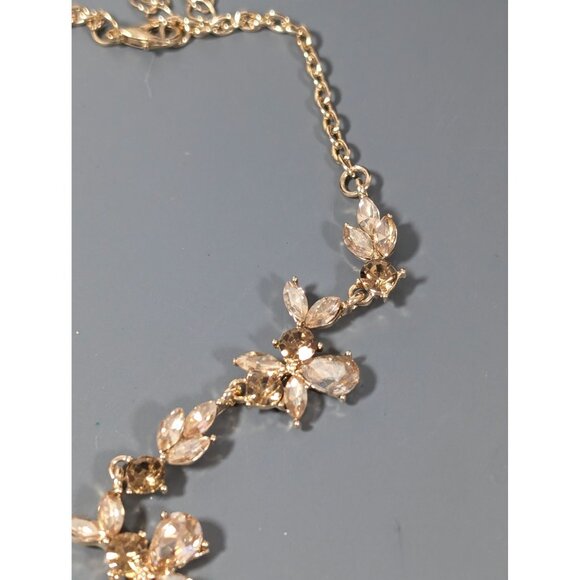 Golden Beige Rhinestone Teardrop Tennis Statement Necklace Elegant Evening Spark - Picture 7 of 11